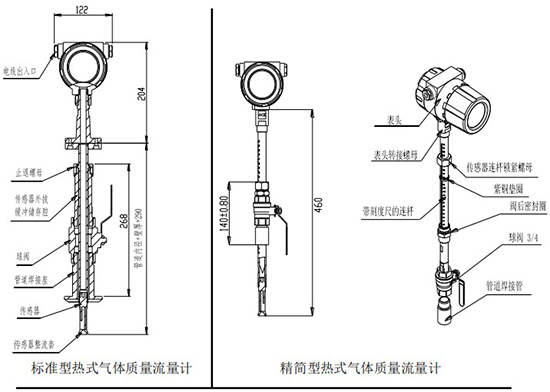 鍋爐用熱式質(zhì)量流量計插入式結(jié)構圖